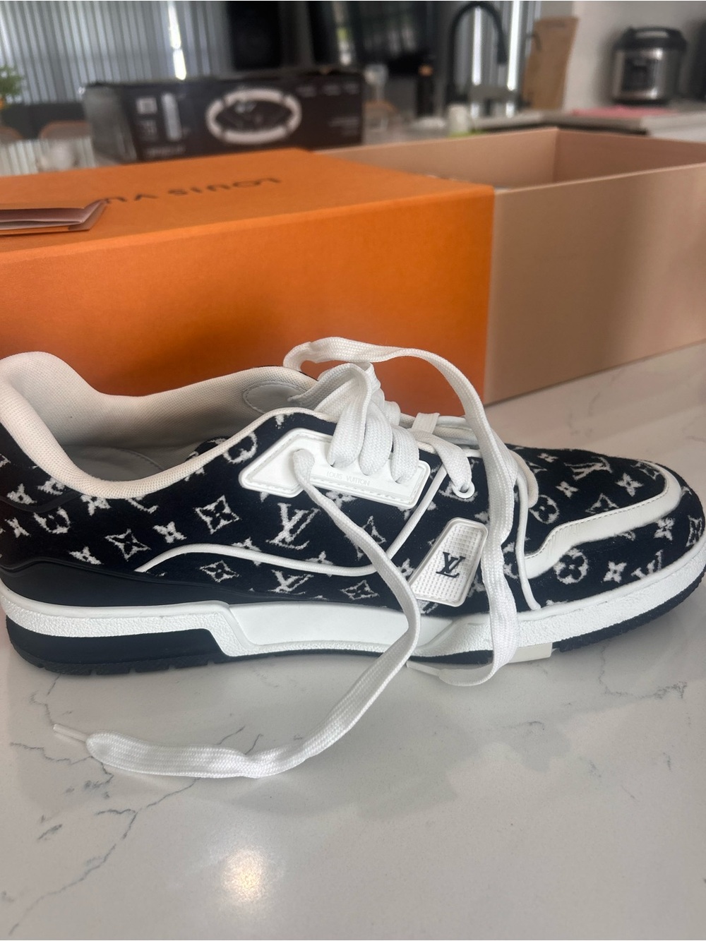 Louis Vuitton Black & White Monogram Low-Top Sneaker